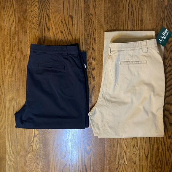 (2) pair L.L. Bean Classic Fit pants black cropped & khaki pants NWT size 20P - Picture 4 of 7